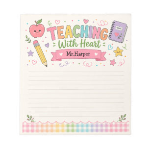 Bloco De Notas Pastel Personalizado Xadrez Ensino Com Coração