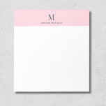 Bloco De Notas Pastel Pink Elegant Personalized Monogram Lined<br><div class="desc">This pastel pink personalized lined notepad features a charcoal black monogram with full name customization, offering a stylish and practical layout. The contrast between soft pink and deep black text creates a timeless and elegant look. Add your initials and surname to design a custom stationery piece made just for you....</div>