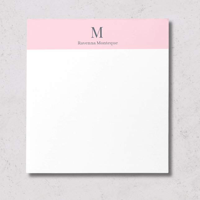 Bloco De Notas Pastel Pink Minimal Personalized Name (Criador carregado)