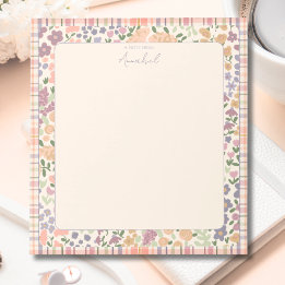 Bloco De Notas Pastel Plaid Floral Notepad with Personalization