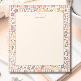 Bloco De Notas Pastel Plaid Floral Notepad with Personalization