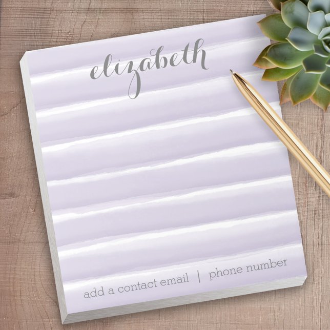 Bloco De Notas Pastel Purple e Stripes de Cinza Suite para mulher (Personalized notepad - great for a gift or your home office)