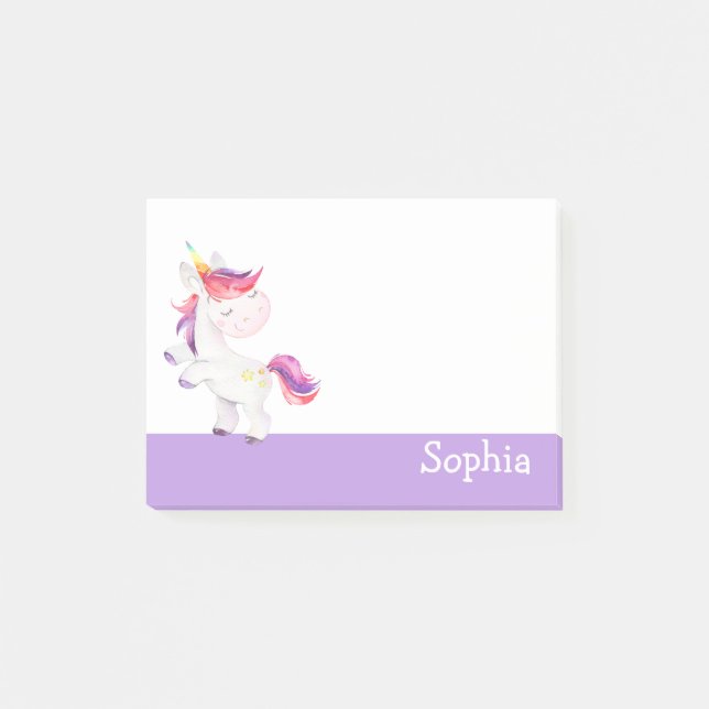 Bloco De Notas Pastel Purple Unicorn Cute Personalizado (Frente)