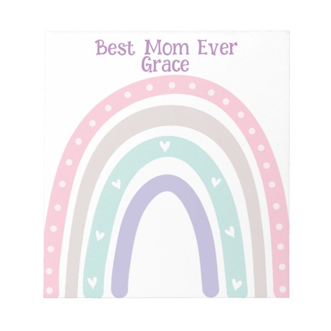 Bloco De Notas Pastel Rainbow Boho personalizado de volta à escol (Frente)