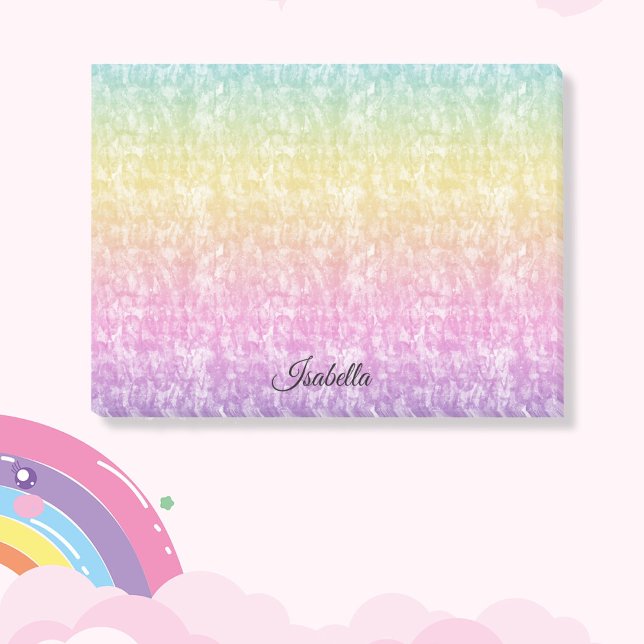 Bloco De Notas Pastel Rainbow com o nome em script personalizado (Criador carregado)