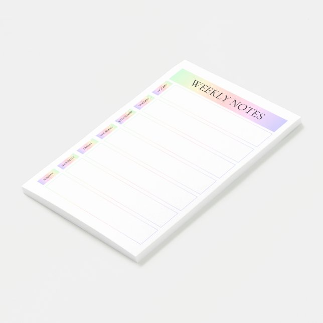 Bloco De Notas Pastel Rainbow por Semana Nota Graças (Inclinado)