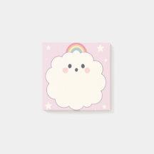 Pastel Rainbow Sticky Notes with Clouds Posta It