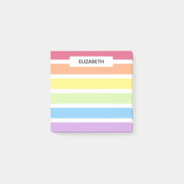 Bloco De Notas Pastel Rainbow Stripe Name | Personalizar