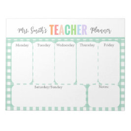 Bloco De Notas Pastel Rainbow Weekly Teacher Planner