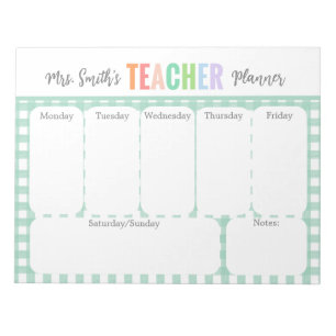 Bloco De Notas Pastel Rainbow Weekly Teacher Planner