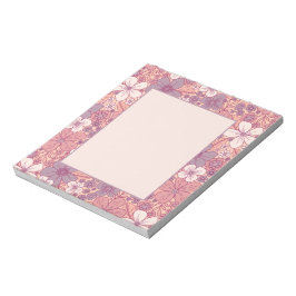 Bloco De Notas Pastel Rosa e Púrpura Floral