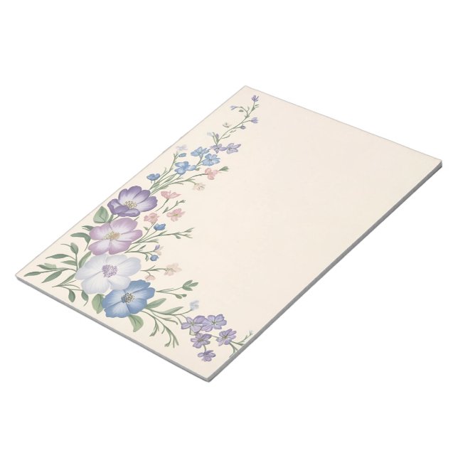 Bloco De Notas Pastel Roxo, Branco e Azul Impressão (Inclinado)