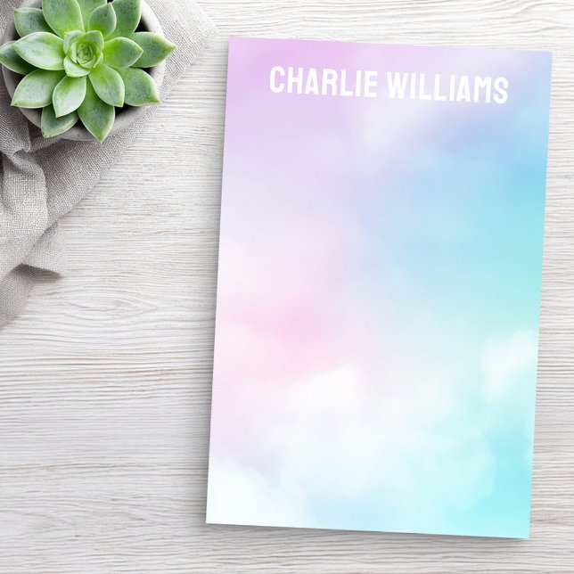 Bloco De Notas Pastel sky nustra nome moderno (Pastel sky clouds modern name post-it notes)