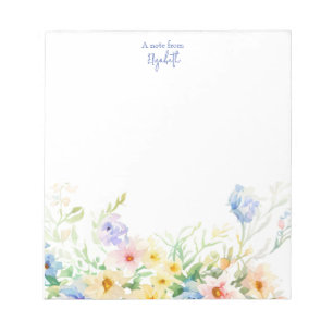 Bloco De Notas Pastel watercolor floral personalizado