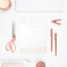 Bloco De Notas Pastel Wildflower Personalized Blue Notepad