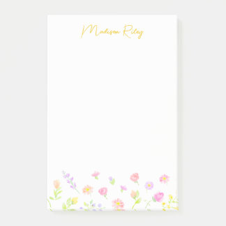 Bloco De Notas Pastel Wildflower Personalized Gold Post-It Notes