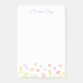 Bloco De Notas Pastel Wildflower Personalized Lilac Post-It Notes