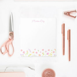 Bloco De Notas Pastel Wildflower Personalized Pink Notepad