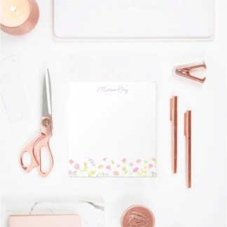 Bloco De Notas Pastel Wildflower Personalized Purple Notepad
