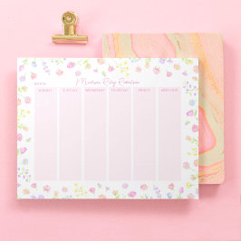 Bloco De Notas Pastel Wildflower Weekly Planner Notepad in Pink