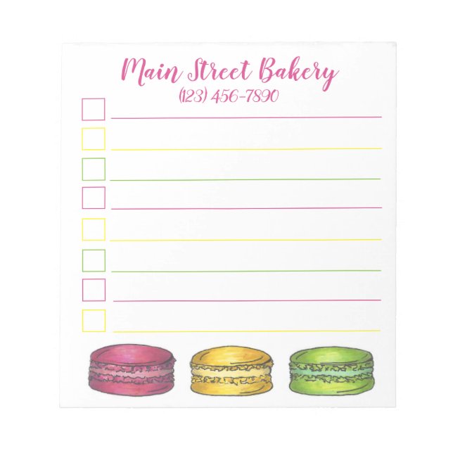 Bloco De Notas Pastelaria Francesa Macaron Cookies Pastelaria Per (Frente)