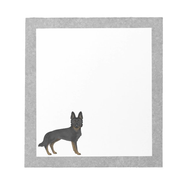 Bloco De Notas Pastor Alemão Bi-Preto Fofo Cartoon Cachorro GSD C (Frente)