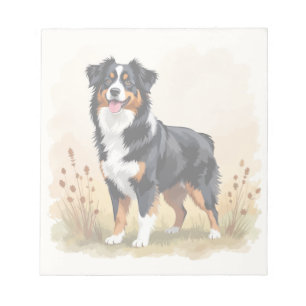 Bloco De Notas Pastor australiano Black Tricolor Aussie Dog