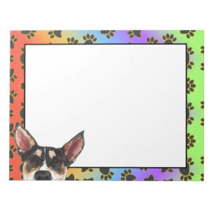 Bloco De Notas Pata colorida de cão com Toy Fox Terrier