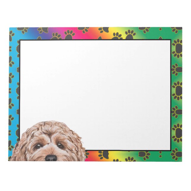 Bloco De Notas Pata de cão colorida de Goldendoodle (Frente)