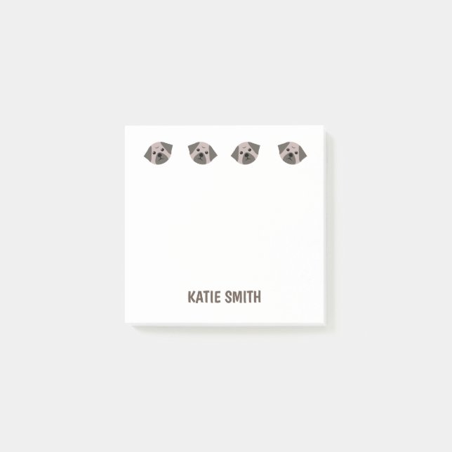 Bloco De Notas Pata de Pug Ilustrada (Frente)