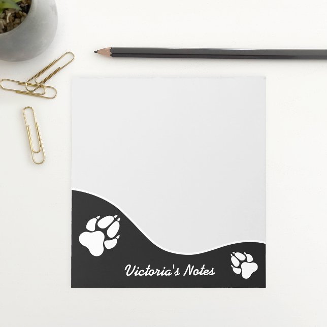 Bloco De Notas Pata Negra E Branca De Cães Silhuettes E Texto (Ideal design for pet owners, animal lovers and people who work within the pet industry.)