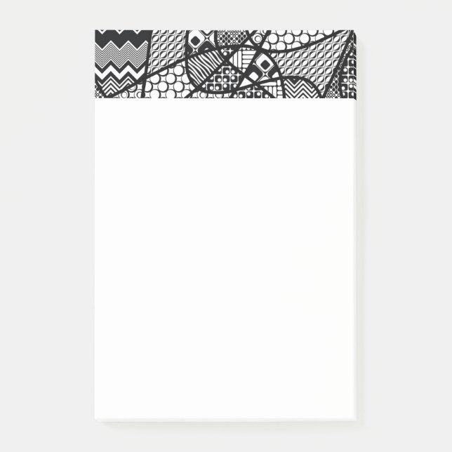 Bloco De Notas Patchwork Preto e Branco Padrão 05 (Frente)