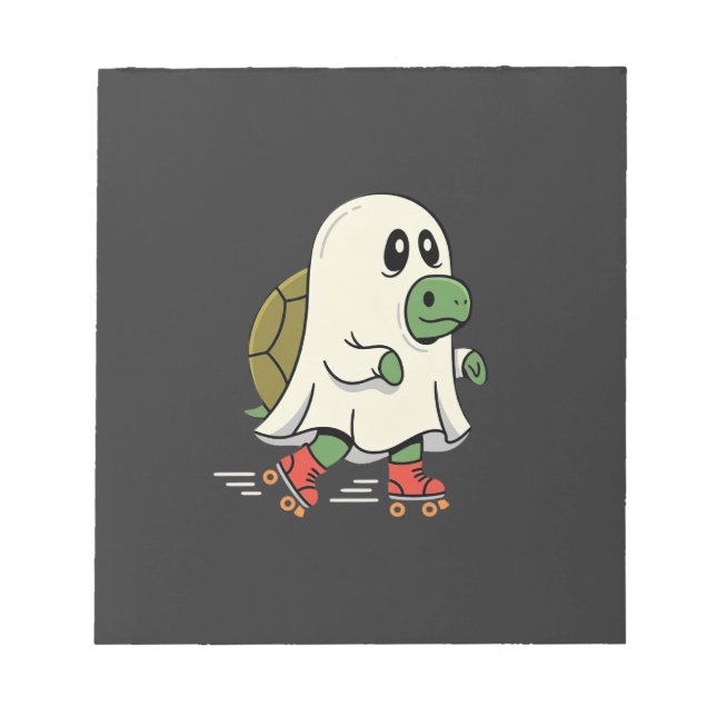 Bloco De Notas Patins Ghost Turtle Design de Halloween_1 (Frente)