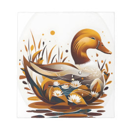 Bloco De Notas Pato Artsy com Pond em Silhouette