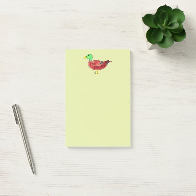 Bloco De Notas Pato-real-de-cabeça-verde-em-aquarela (Escritótio)