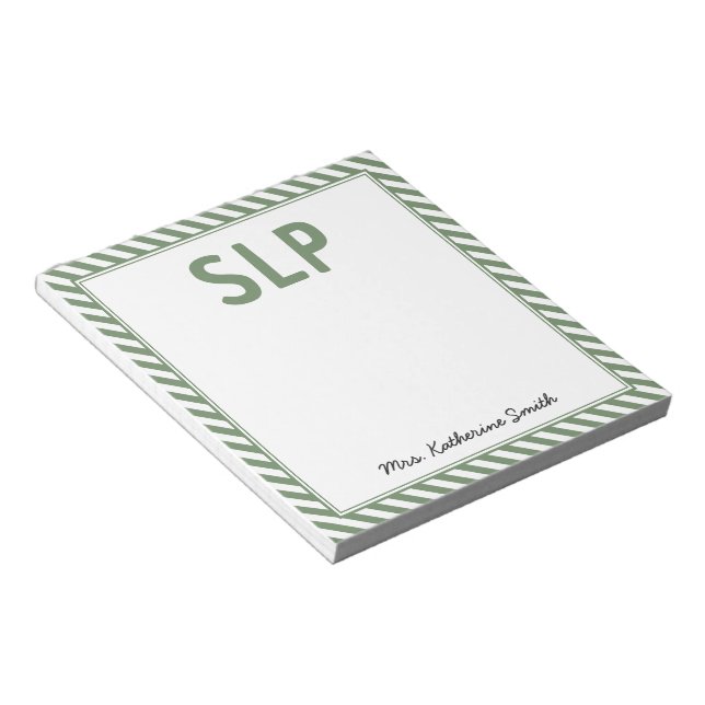 Bloco De Notas Patologista de Fala SLP de Stripes Elegantes Perso (Inclinado)