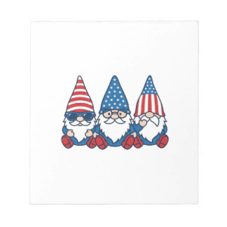 Bloco De Notas Patriotic Gnome Trio Vintage Vector Shirt Design_1