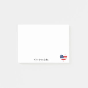 Bloco De Notas  Patriotism América Flag Heart Personalizado  