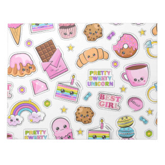 Bloco De Notas Patterno Funny Unicorn Magic Rainbow Cute