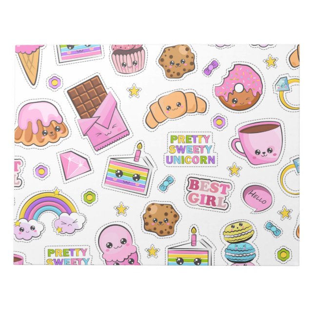 Bloco De Notas Patterno Funny Unicorn Magic Rainbow Cute (Frente)