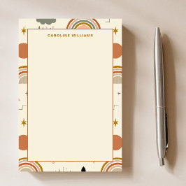 Bloco De Notas Patterno Único Professor Boho Bohemian Rainbow