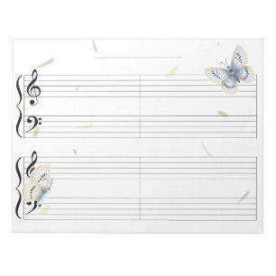 Bloco De Notas Pauta Grande Extra Larga Borboleta para Música Inf