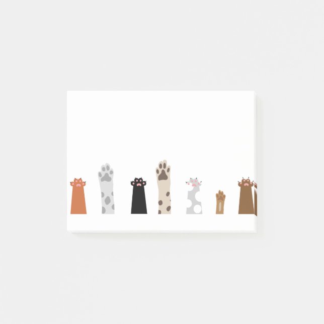 Bloco De Notas Paws Cat Dog Playful Cute Animal Comic Drawing (Frente)