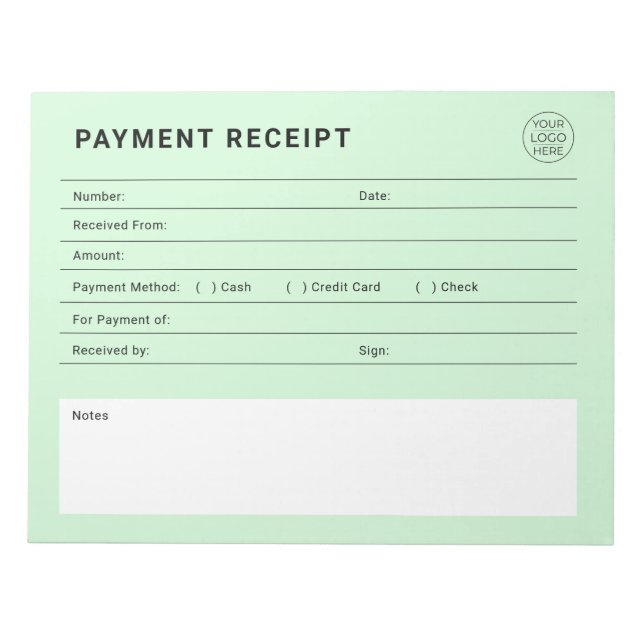 Bloco De Notas Payment Receipt Business Logo (Frente)
