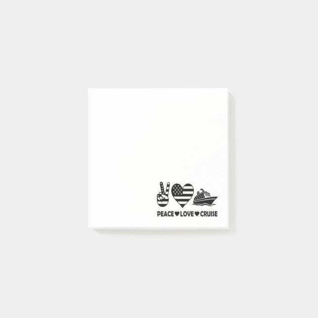 Bloco De Notas Peace Love Cruise USA Vacance Vibes (Frente)
