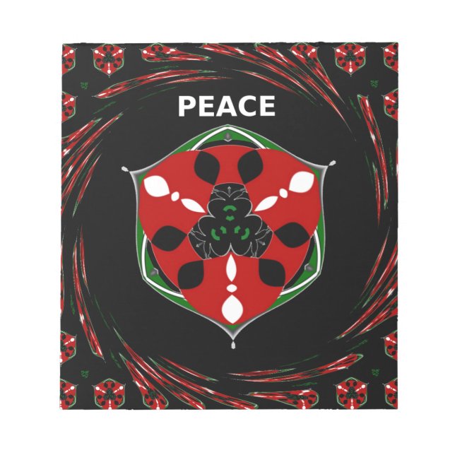 Bloco De Notas "Peace: with Shield Emblem" Art Impressão (Frente)