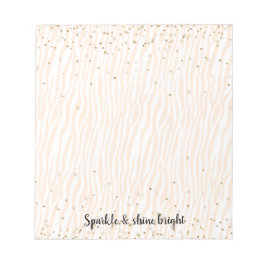 Bloco De Notas Peach Blush White Zebra Dourada Confetti Sparkle