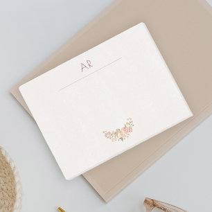 Bloco De Notas Peach Cream Aquarelas Floral Ivory Monogramo