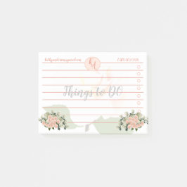 Bloco De Notas Peach e rosas brancas coisas para fazer notas Post