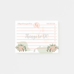Bloco De Notas Peach e rosas brancas coisas para fazer notas Post